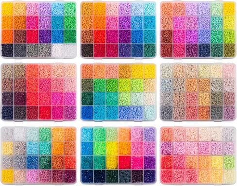 216 Colors 108,000 pcs Perler Beads & Fuse Beads, Pre-Sorted Bulk Set with Storage Cases, 2.6mm Mini Beads for Pixel Art, Keychains, Crafts & Gifts in Kuwait