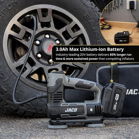 JACO 20V Cordless Tire Inflator Portable Air Compressor Pump | with 3.0Ah Max Li-Ion Rechargable Battery in Kuwait