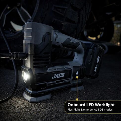 JACO 20V Cordless Tire Inflator Portable Air Compressor Pump | with 3.0Ah Max Li-Ion Rechargable Battery in Kuwait
