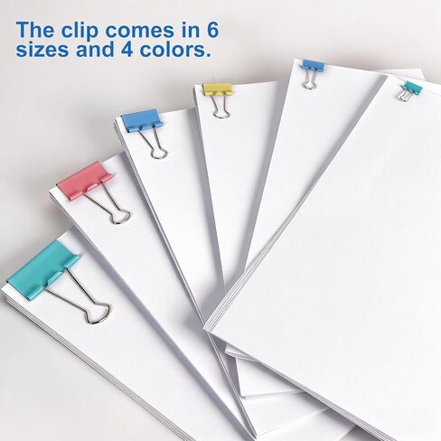 Ufmarine 300 Pcs Binder Clips Assorted Sizes Colored, Extra Large, Large, Medium, Small, XS, Mini, Paper Clips Office Supply in Kuwait