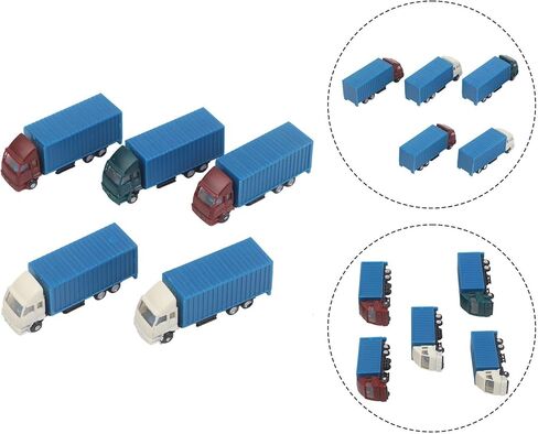 1:150 Scale Miniature Container Truck Model Set 5-Piece N Gauge Diorama Accessory Realistic Detailing Variety Colors Material Approx For Model Railroads Train Layouts Sand Table Landscape Scenery in Kuwait