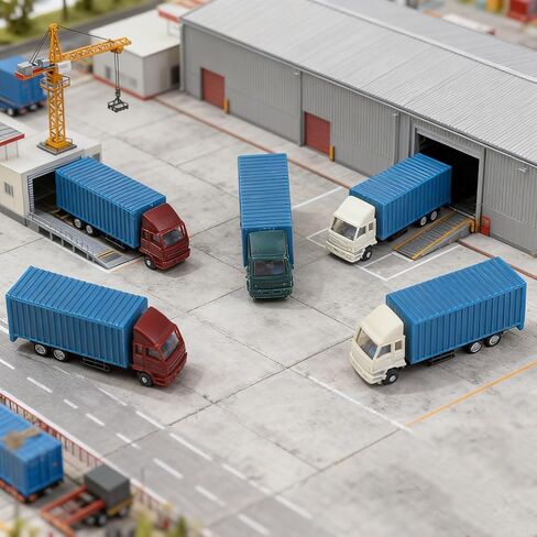 1:150 Scale Miniature Container Truck Model Set 5-Piece N Gauge Diorama Accessory Realistic Detailing Variety Colors Material Approx For Model Railroads Train Layouts Sand Table Landscape Scenery in Kuwait