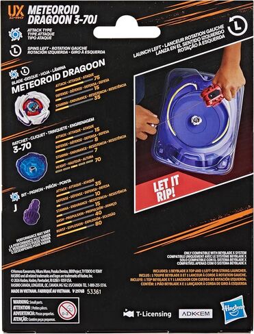 قاذفة Beyblade X Meteoroid Dragoon 3-70J Left Spin String مع جزء علوي من نوع الهجوم Takara Tomy، ألعاب ألعاب القتال، للأعمار من 8 سنوات فما فوق (حصريًا لأمازون) in Kuwait