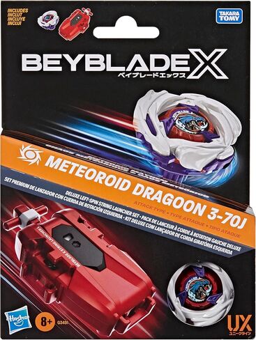 قاذفة Beyblade X Meteoroid Dragoon 3-70J Left Spin String مع جزء علوي من نوع الهجوم Takara Tomy، ألعاب ألعاب القتال، للأعمار من 8 سنوات فما فوق (حصريًا لأمازون) in Kuwait