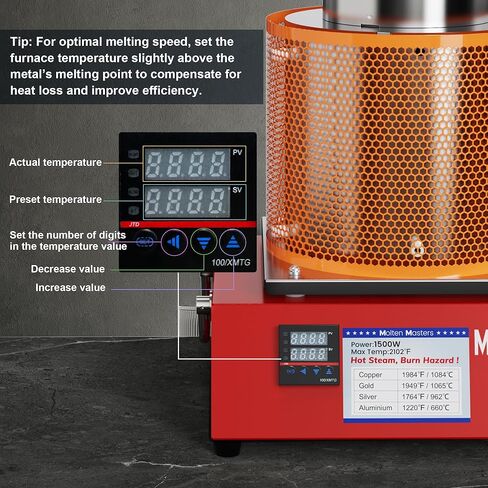 MMasters Complete 3KG Electric Melting Furnace Kit – Smelting Set with Graphite Crucible, Ingot Mold, Tongs, Gloves & Goggles – Ideal for Gold, Silver, Copper, Aluminum Refining in Kuwait