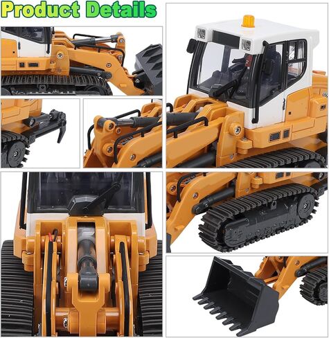 1:50 Scale RC Bulldozer, 2.4GHz Full Function RC Wheel Loader with LED Lights & Sound, Dual Ended Operation, N20 Motors, 60 Min Runtime, Construction Vehicle Toy in Kuwait