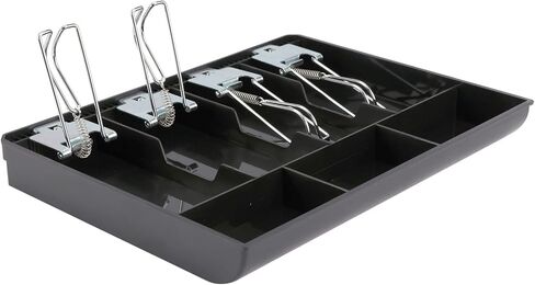 Cash Register Drawer, 4 Bill/3 Coin Market Storage Coin Register, Cash Money Tray Replacement Insert Tray Storage Case with Clip for Supermarkets, Shops, Hotels(Metal Clip,12.68x9.65x1.38inch) in Kuwait