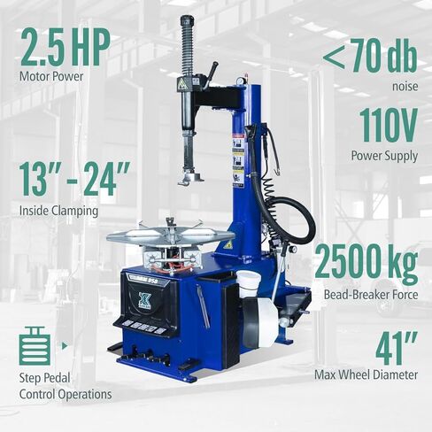 XK-950 Tire Changer Machine 110V Voltage 2.0 Horsepower Single Machine Rim Clamp with Air Bead Blaster Function and 12 Month Parts Replacement in Kuwait