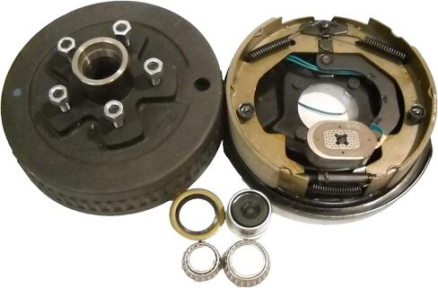 5x4.75" Brake Drum & 10" Electric Backing Plate – Right Side – For 3,500 lb Axle, #84 Spindle – Includes L68149/L44649 Bearings, 10-19 Seal, Dust Cap, Lug Nuts in Kuwait