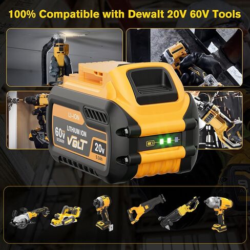 2 حزمة 9.0Ah بديلة لبطارية Dewalt 20V 60V Flexvolt المتوافقة مع DCB609 DCB606 DCB612 DCB200 DCB201 DCB203 DCB204 DCB206 DCB207 DCB209 in Saudi Arabia