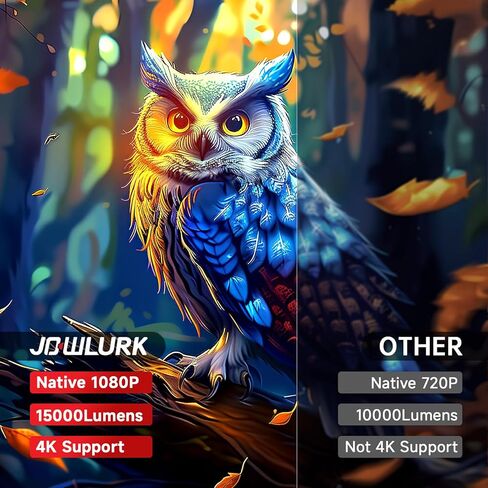 [تركيز كهربائي/دعم 4K] جهاز عرض JOWLURK صغير مع واي فاي وبلوتوث، جهاز عرض محمول بدقة 1080 بكسل عالي الدقة، جهاز عرض أفلام 15000 لتر لغرفة النوم المنزلية، متوافق مع Android/iOS/Windows/TV Stick/HDMI/USB in Kuwait