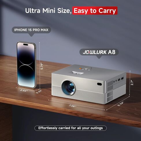 [تركيز كهربائي/دعم 4K] جهاز عرض JOWLURK صغير مع واي فاي وبلوتوث، جهاز عرض محمول بدقة 1080 بكسل عالي الدقة، جهاز عرض أفلام 15000 لتر لغرفة النوم المنزلية، متوافق مع Android/iOS/Windows/TV Stick/HDMI/USB in Kuwait