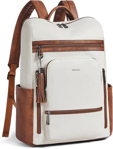 Shrrie Upgraded Large Travel Laptop Backpack with Laptop Compartmetn Fits 17 inch Laptop,Waterproof Vegan Leather Computer Backpack for Women and Men Work Business College in Saudi Arabia
