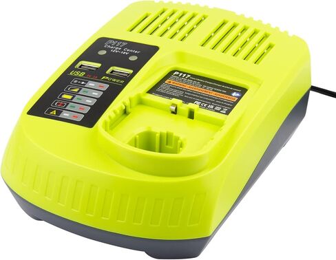 Dual Charging Port P117 Quick Charger (Multi-Chemistry) for Ryobi 12V-18V ONE+ Tools Battery Charging Station fit P100 P102 P103 P105 P107 P108 P122 P189 P191 P197 in Kuwait