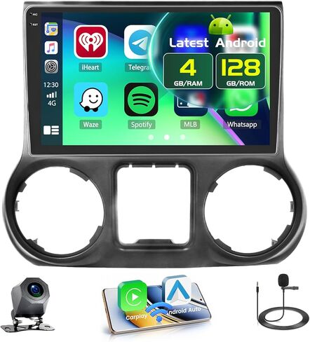 Fuluku【2+64G】 Android 13 for Jeep Cherokee 2013-2018 Car Stereo with Wireless Carplay Android Auto Mirror Link, 10.1’Touchscreen Radio WiFi/GPS/FM/RDS/Bluetooth/SWC/Waterproof Night Backup Cam Mic in Saudi Arabia