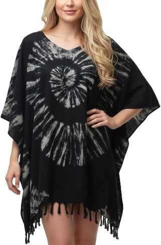 ATM Tie Dye Blouse Caftan Kaftan Poncho Cover Up Spiral Plus Size Handmade in Saudi Arabia