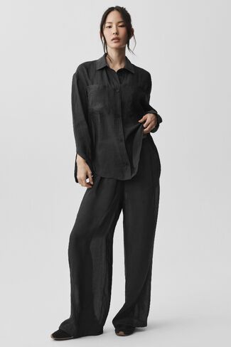Alo Yoga Semi-Sheer Golden Hour Button Down Long Sleeve - Black in Kuwait