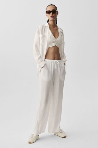 Alo Yoga Semi-Sheer Golden Hour High-Waist Straight Leg Pant - Ivory in Kuwait