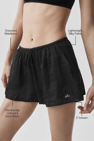 Alo Yoga Semi-Sheer Golden Hour Mid-Rise Short - Black in Kuwait