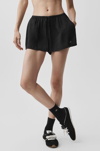 Alo Yoga Semi-Sheer Golden Hour Mid-Rise Short - Black in Kuwait