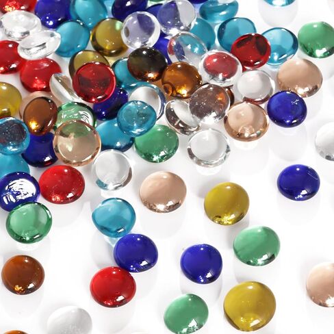 FUTUREPLUSX 1LB Flat Glass Marbles, Colored Gems Glass Beads Decorative Pebbles Vase Fillers for Table Aquarium Gravel Decoration DIY Craft in Saudi Arabia