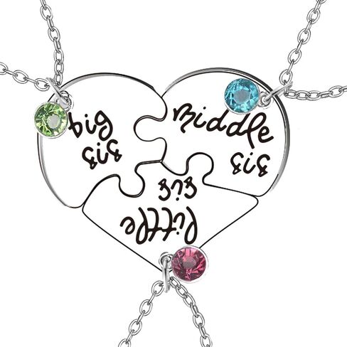Mother Daughter Necklace Gift Set,Big Sis Middle Sis Lil Sis Mom Jewelry Necklace,Best Friends Necklaces in Saudi Arabia