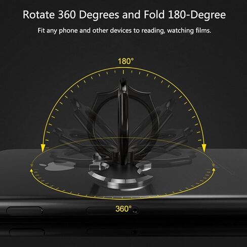 حامل حلقي للهاتف الخلوي، حامل حلقي يدور 360 درجة من NILSTOREY Bat، حامل معدني بمقبض أصابع لهاتف iPhone وSamsung والهواتف الذكية وأجهزة iPad (أسود) in Saudi Arabia