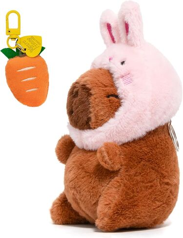 Capybara Plush Keychain with Retractable Guitar – Cute Kawaii Stuffed Animal Bag Charm, Backpack & Purse Accessory, Christmas Gift, Stocking Stuffer for Teens & Women in Saudi Arabia