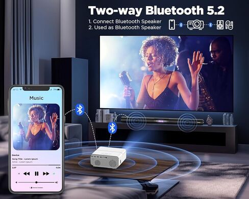 [تركيز تلقائي/حجر الزاوية] جهاز عرض DBPOWER 4K مع 5G WiFi وبلوتوث، جهاز عرض أفلام خارجي 600ANSI FHD أصلي 1080P مع 4P4D/PPT/Zoom، جهاز عرض منزلي صغير متوافق مع iOS/Android/HDMI/TV Stick in Saudi Arabia