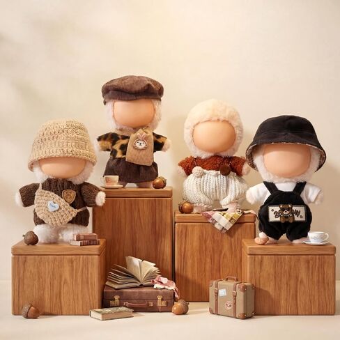 4 Set Kawaii 17cm Doll Outfits Suit Top Skirt Overalls Sweaters Hat Scarf Bag Maillard Style Doll Clothes Accessories for Winter Dress up Set Adorable Outfits in Saudi Arabia