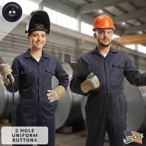 2 Hole Uniform Buttons Industrial Strength Rugged Heavy Duty 19mm 30L for Factory Manufacturing Automotive Chef Kitchen Coveralls, Heat Resistant Non Porous Melamine Size 0.75 Inch, Black, 12pc in Saudi Arabia