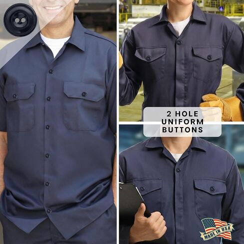 2 Hole Uniform Buttons Industrial Strength Rugged Heavy Duty 19mm 30L for Factory Manufacturing Automotive Chef Kitchen Coveralls, Heat Resistant Non Porous Melamine Size 0.75 Inch, Black, 12pc in Saudi Arabia