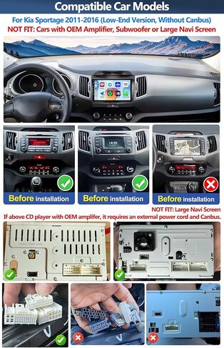 2G+32G Car Stereo Radio for Kia Sportage 2010-2016 with Wireless Apple Carplay Android Auto 9'' Android 13 Radio Touch Screen Car Radio with GPS Navigation Bluetooth WiFi FM RDS Radio HD Backup Camera in Saudi Arabia