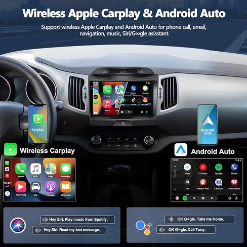 2G+32G Car Stereo Radio for Kia Sportage 2010-2016 with Wireless Apple Carplay Android Auto 9'' Android 13 Radio Touch Screen Car Radio with GPS Navigation Bluetooth WiFi FM RDS Radio HD Backup Camera in Saudi Arabia