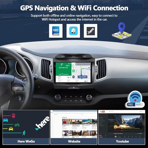2G+32G Car Stereo Radio for Kia Sportage 2010-2016 with Wireless Apple Carplay Android Auto 9'' Android 13 Radio Touch Screen Car Radio with GPS Navigation Bluetooth WiFi FM RDS Radio HD Backup Camera in Saudi Arabia