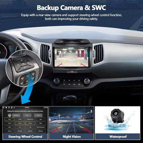 2G+32G Car Stereo Radio for Kia Sportage 2010-2016 with Wireless Apple Carplay Android Auto 9'' Android 13 Radio Touch Screen Car Radio with GPS Navigation Bluetooth WiFi FM RDS Radio HD Backup Camera in Saudi Arabia