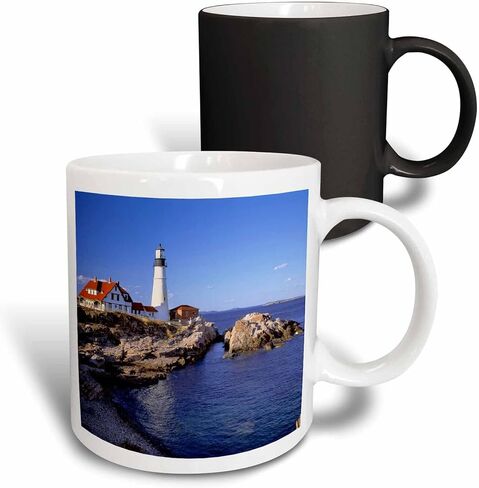 3dRose Maine, Portland Head Lighthouse-Us20 Rer0011-Rice Argenbright Magic Transforming Mug, 11 oz, Black/White in Saudi Arabia