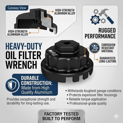مفتاح فلتر زيت موكر لسيارة Toyota Camry/Tundra/RAV4 64 مم 14 أداة مفتاح ربط فلتر زيت فلوت لمحركات Toyota/Lexus/Scion 2.0 إلى 5.7L، تناسب أيضًا أفالون، تاكوما، هايلاندر، سيينا، 4 عداء وأكثر من ذلك in Saudi Arabia