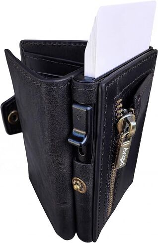 AVEGAT-Premium Quality Leather Mens Wallet Metal Card Holder Space for Cash and Coins RFID Blocking Wallet Smart Wallet for Men Trifold Wallets for Men Small Wallet ID Card Pop Up Wallet (Brown) in Saudi Arabia