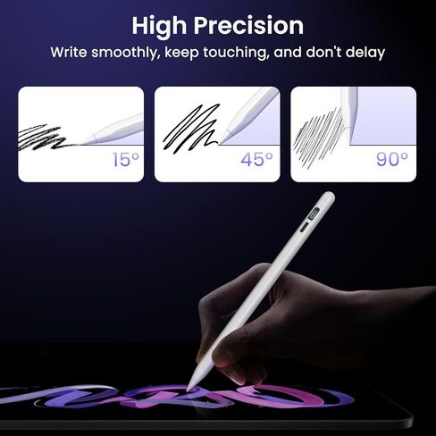 Stylus Pen for iPad 2018-2024,LED Power Display 3X Faster Charge Apple iPad Pencil with Palm Rejection&Tilt Sensitivity for iPad 10/9/8/7/6th Gen,iPad Pro 12.9"/11"/M4,iPad Air 3/4/5/M2,iPad Mini 5/6 in Saudi Arabia