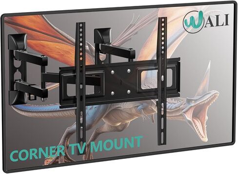 WALI Corner TV Wall Mount for Most 26-55 inch Flat Curved TV, Full Motion Corner TV Bracket for LED, LCD, OLED Screen TVs up to 110lbs, Mounting Holes 400x400mm (FTM-4), Black in Saudi Arabia