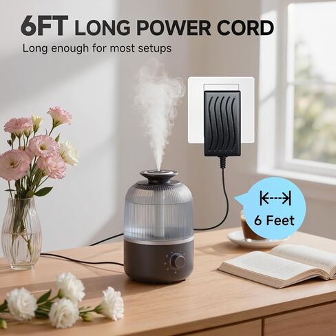 UL Listed 24V 0.5A 6ft Extra Long Power Supply Adapter with 8 Interchangeable Tips, AC to DC 24 Volt 12W Wall Charger Power Cord for Essential Oil Diffuser Aromatherapy Humidifier and More 24V Devices in Saudi Arabia