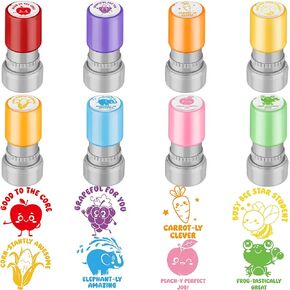 Leinuosen 8 Pack Teacher Stamps Self Inking Stamp Colorful Set for Teacher Grading Motivation Parent Signature Homework Picture Supplies in Kuwait