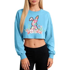 Womens Easter Shirts Cute Floral Bunny T-Shirt Leopard Print Tee Easter Gift Casual Top Shirts in Kuwait