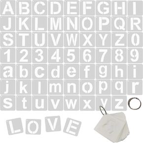 62 Pcs Letter and Number Stencil, 2 Inch Reusable Alphabet Stencils with Upper & Lower Case for Painting, Crafts, Scrapbooking, Wood Signs, DIY Projects in Saudi Arabia