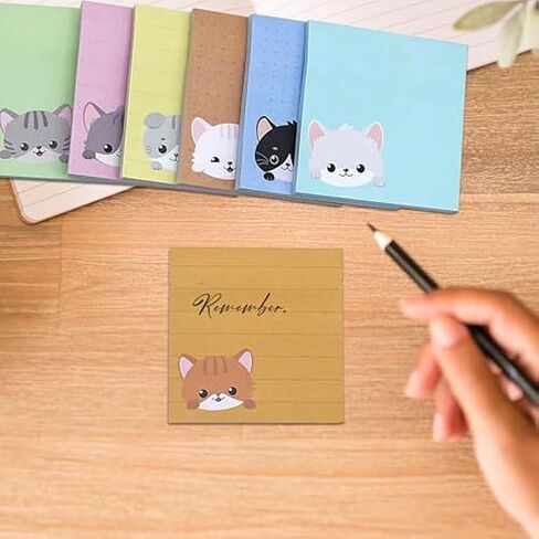 9 Pack Sticky Notes,50 Sheets/Pad,3x3inch Cat Self-Stick Pads Bright Colors Sticky Note,Square Sticky Notes for Office, Home, School, Meeting (Cat Pattern 9 Packs) in Saudi Arabia