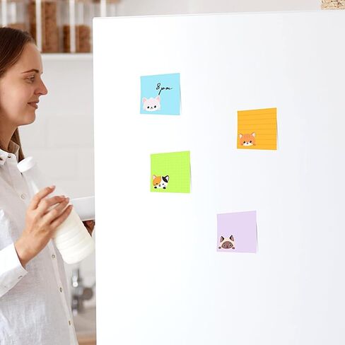 9 Pack Sticky Notes,50 Sheets/Pad,3x3inch Cat Self-Stick Pads Bright Colors Sticky Note,Square Sticky Notes for Office, Home, School, Meeting (Cat Pattern 9 Packs) in Saudi Arabia