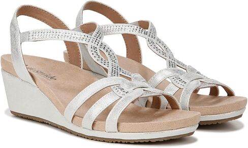 LifeStride Womens Monaco Strappy Wedge Sandals Platino Gold 11 M in Saudi Arabia