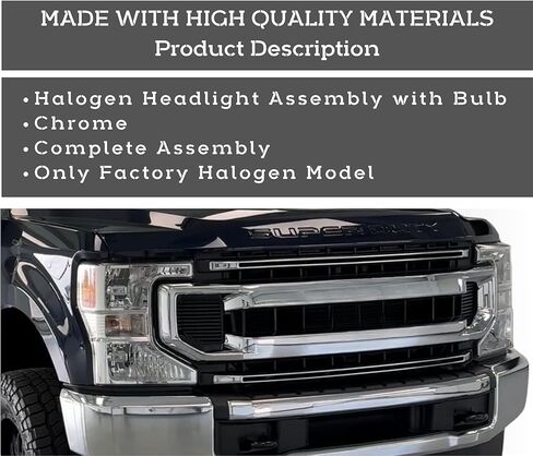 استبدال المصابيح الأمامية لسيارة Ford F-350 Super Duty 2020 2021 2022 فقط مجموعة المصابيح الأمامية الهالوجين من المصنع مع المصابيح، الجانب الأيسر والأيمن، FO2502405، FO2503405 / LC3Z-13008-B، LC3Z-13008-A DOT/SAE متوافق in Saudi Arabia