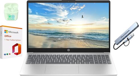 HP Touchscreen 15.6" Business Laptop Computer, Windows 11 Home Laptop 32GB RAM 1TB SSD, Intel Core i7-1355U 10-Core Processor, FHD IPS LED Display, 1-Year Microsoft Office 365, NLY Earphones, Silver in Saudi Arabia